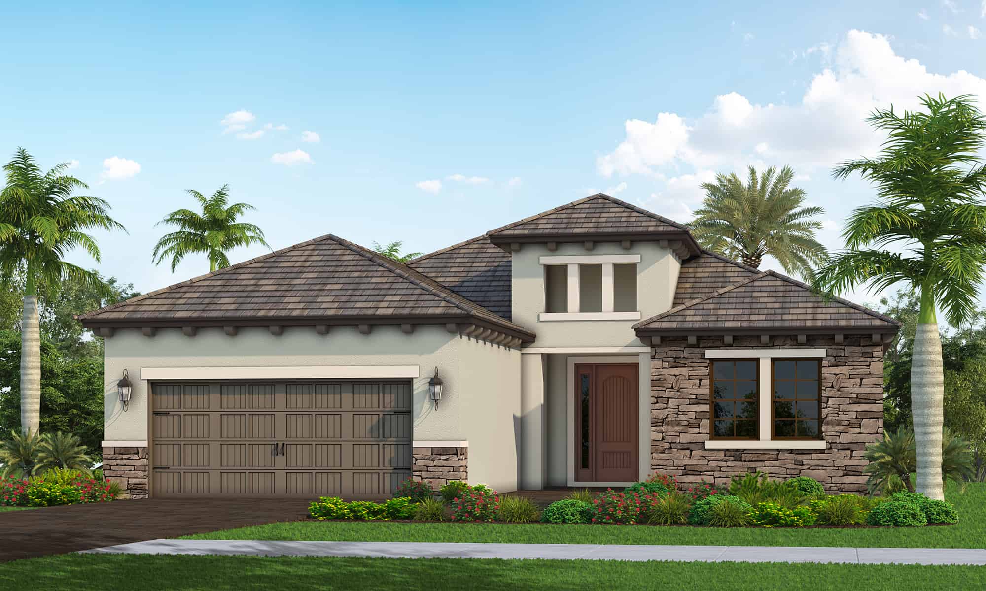 Exterior rendering of Harvest NealLand single-family home by Neal Communities